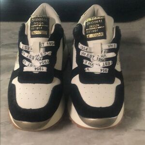 Vintage Havana Black and White Sneakers with Gold Star